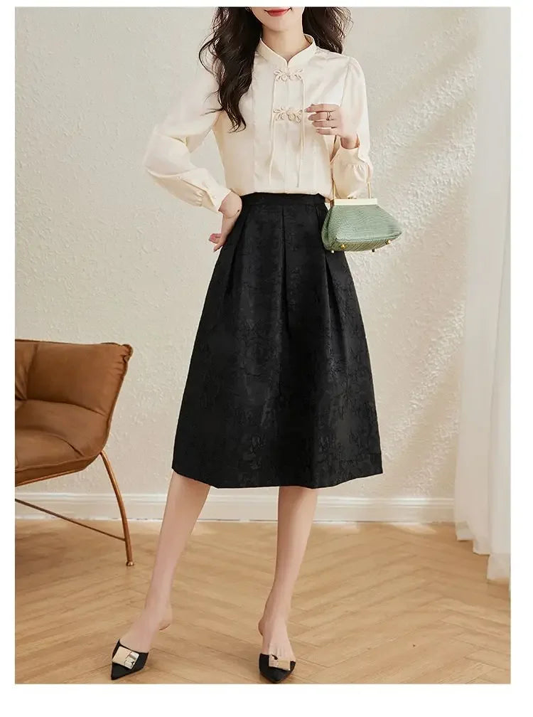 Early Spring Tops for Women Shirts for Spring Wear 2025 New French Temperament New Chinese Puff Sleeve Cardigan