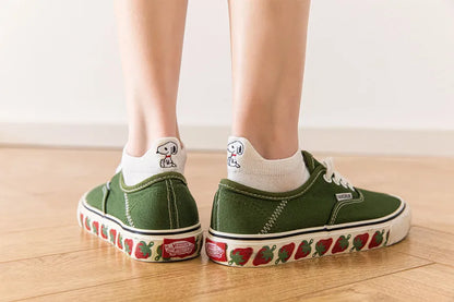 5 Pairs/lot Snoopy Socks Cotton Casual Warm Women Streetwear Kawaii Embroidery Socks Short Happy Ankle Breathable Sports Socks
