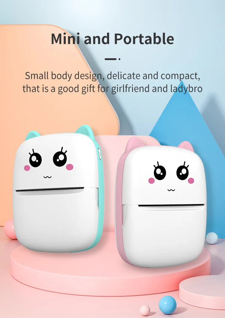 ZWN Portable Bluetooth Mini Printer Mobile Phone Photo Title Note Print Pocket Student Error Label Printer for Children's Gifts