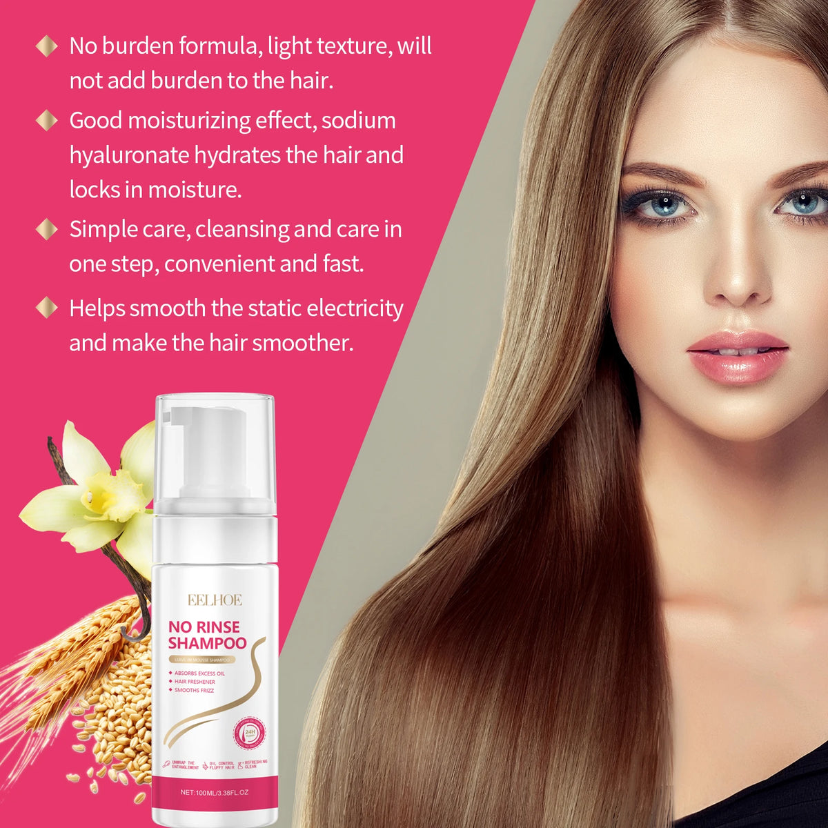 EELHOE No Wash Shampoo Fluffy Volumizing Dry Shampoo Free Air and Fluffy Spray Refreshing Oil Control Hair Care Styling Spray