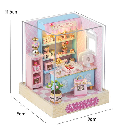 Handmade Wooden Miniature Doll House Kit 3D Puzzle Assembled Building Model Kit With LED Light DollHouses Toy For Christmas Gift