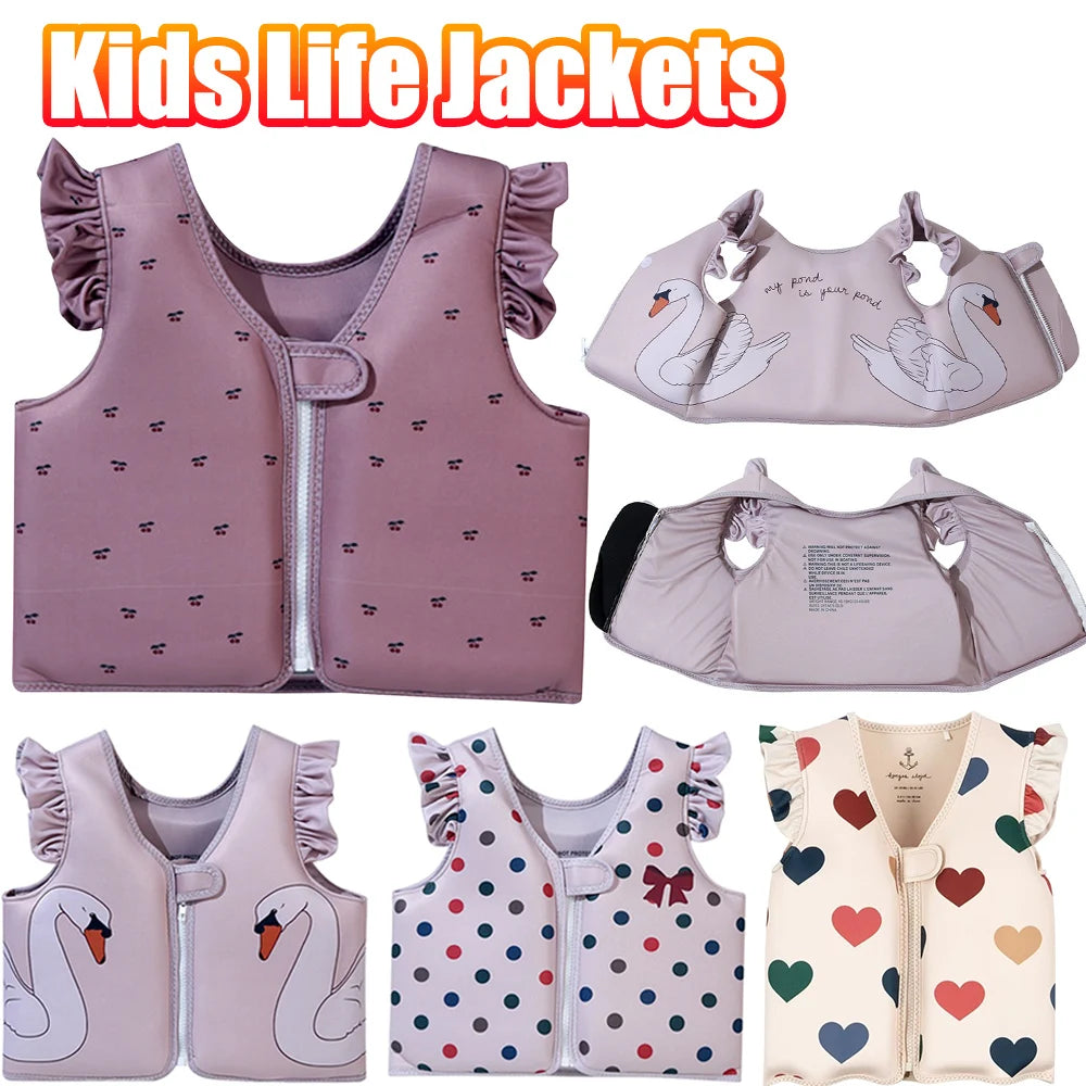Kids Life Jackets Inflatable Swim Vest Children Assisted Inflatable Swimwear Cartoon Toddler Life Vest Swimming Pool Accessories