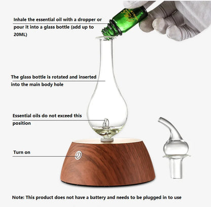 50ML Waterless Essential Oil Pure Diffuser Mini Nebulizer Aromatherapy Wood Glass Household Aroma Diffusers Colorful Night Light