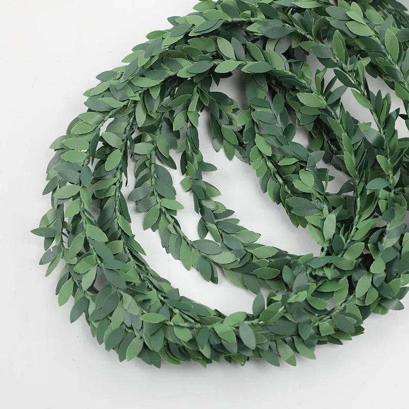 7 Meters Iron Wire Green Leaf Vine Wedding Decorative Flowers Wreaths Christmas Decoration for Home Cheap Artificial Plants