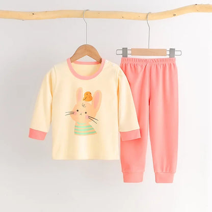 Autumn Winter Children Sets Long Sleeve Cartoon Children Clothing Boys Girls Underwear Sleepwear Round Neck Kids Clothes