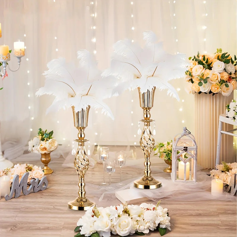 Gold Vase with Chandelier Crystal, 23.2 Inch Tall Vase Table Decorations, Wedding, Birthday Party, Halloween, Christmas Decora