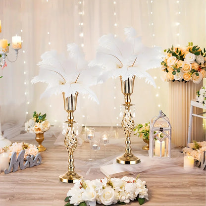 Gold Vase with Chandelier Crystal, 23.2 Inch Tall Vase Table Decorations, Wedding, Birthday Party, Halloween, Christmas Decora