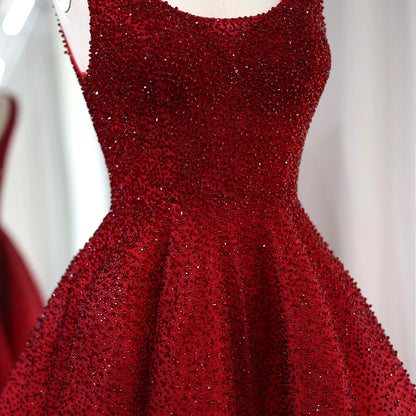 Sharon Said Sparkly Crystal Burgundy Ball Gown Evening Dresses Luxury Dubai Gold Dress for Women Wedding Prom SS208 Customized