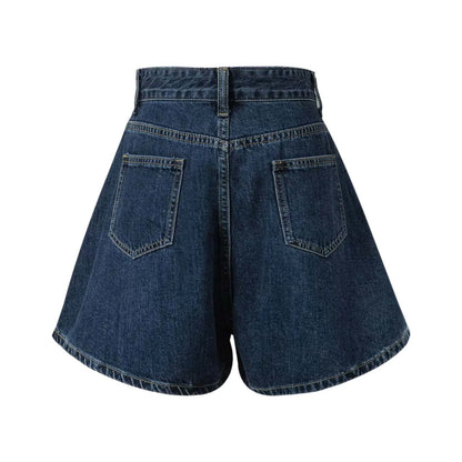 High Waist Denim Skirts For Women Summer Casual Temperament Wide Leg Slimming Elastic Waist Skirt Stylish Trend Streetwear