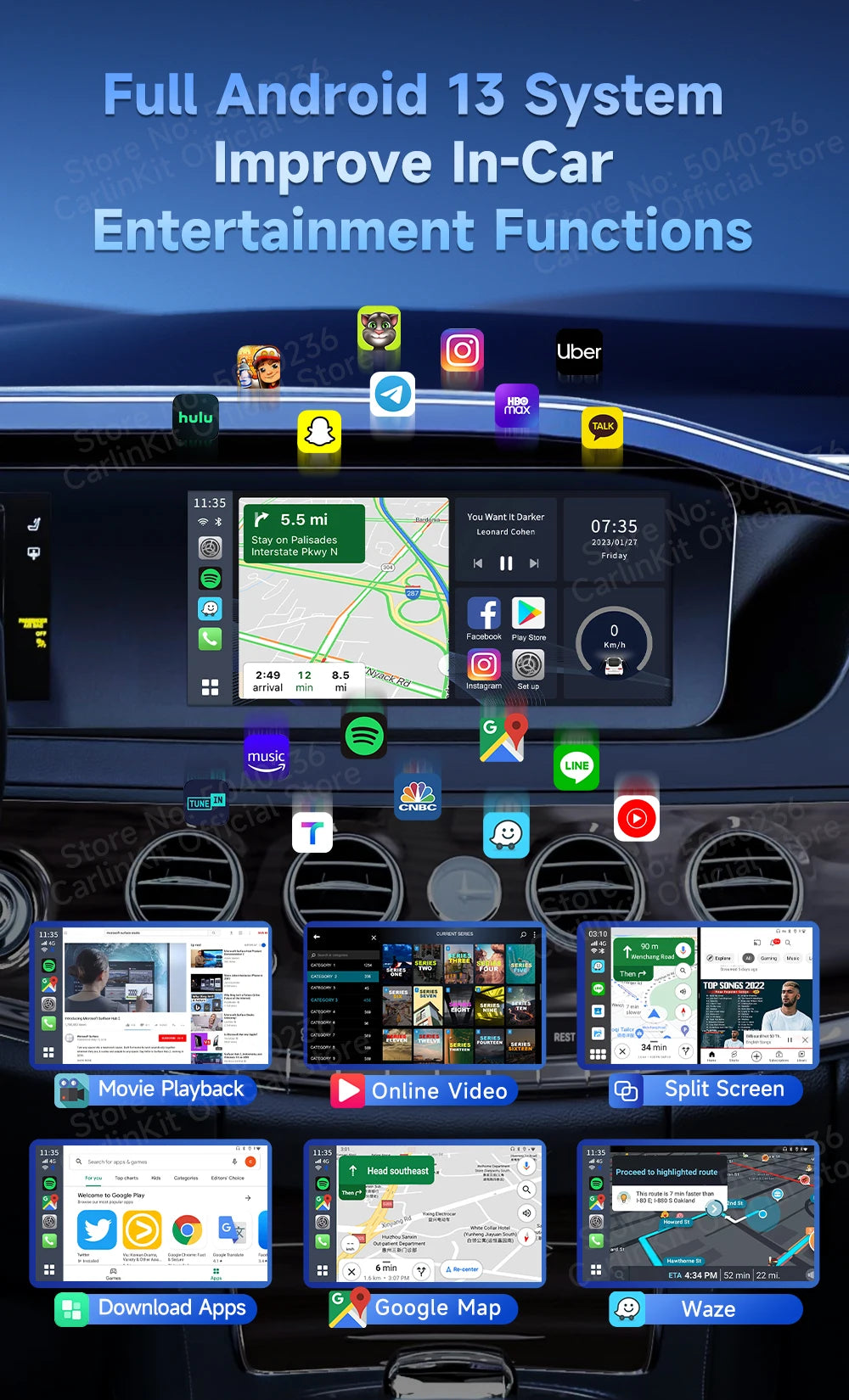 HDMI CarlinKit 8G+128G CarPlay Ai Box Android 13.0 Wireless Android Auto&CarPlay SM6225 Qualcomm 8-Core For Netflix Smart TV Box