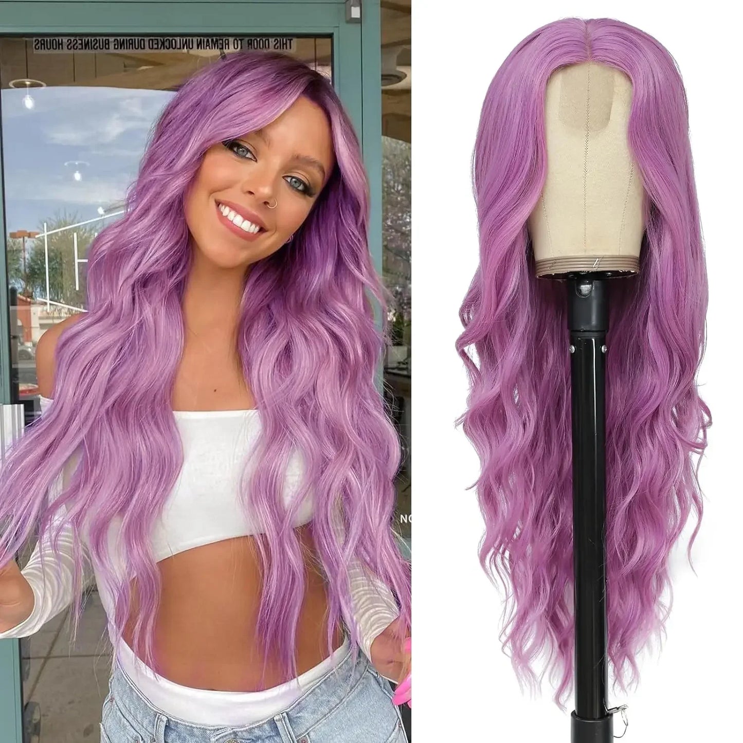 Tereshar Heat Resistant Synthetic Wig for Halloween Christmas Black Long Body Wave Lace Front Wigs for Black Women