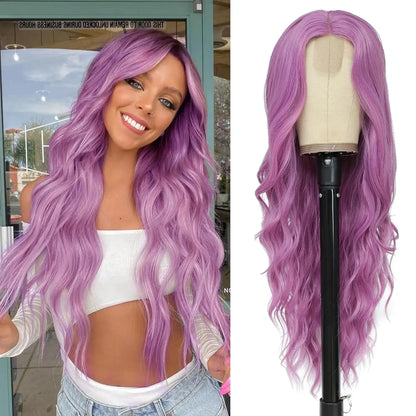 Tereshar Heat Resistant Synthetic Wig for Halloween Christmas Black Long Body Wave Lace Front Wigs for Black Women