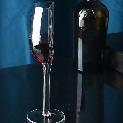 Creative Wine Glass 140ml Half Shape Crystal Glass Cups with Stem Portable Wine Cups for Birthday Party Tableware Christmas Gift