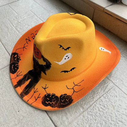 EtherealBe Halloween Cowboy Hat for Adults - Spooky Style