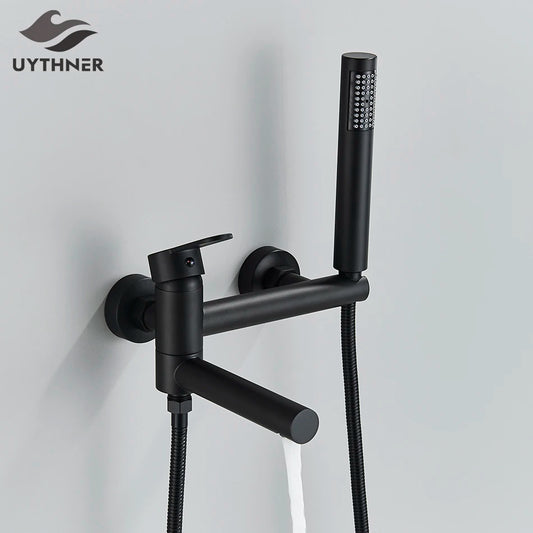 Uythner Bathtub Faucet With Hand Sprayer Shower Faucet Wall Mount Hot Cold Water Mixer For Bathroom Bath Shower Set System