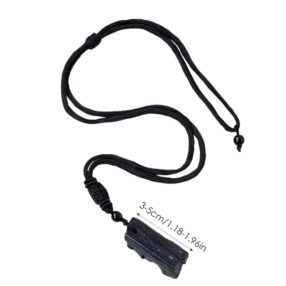 1pc Fashion Crystal Gem Healing Stone Black Tourmalines Stone Pendant Necklace Natural Raw Stone Necklace