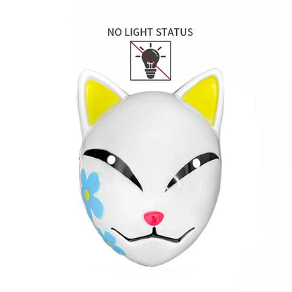 EtherealBe Halloween cat LED face mask with colorful design and cat ears for festive celebrations