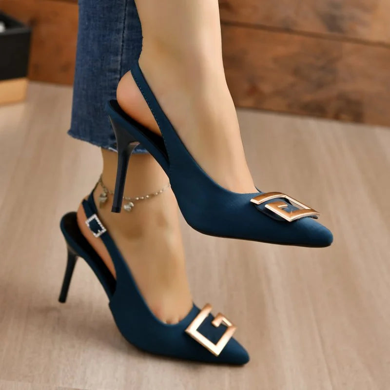 Summer Women Heels Sandals  High Heels Replica Pumps Lady Luxury Designer Middle Low Heels Party Slip on Shoes