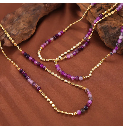 Gorgeous Purple Beaded Necklace for women Copper Nature Agate Chain Charm Jewelry Wholesale