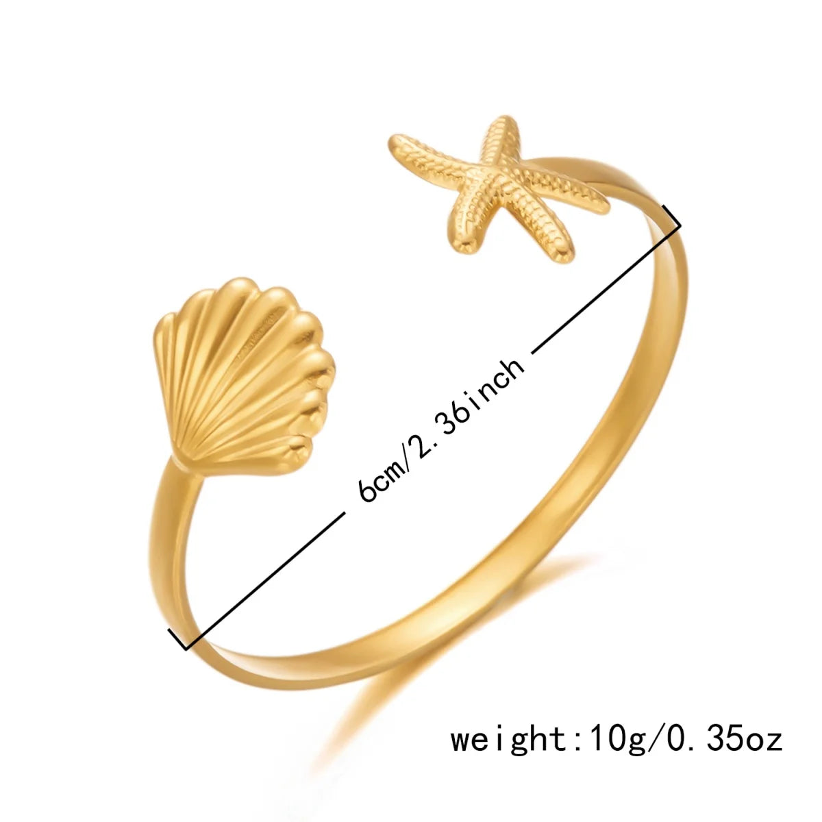 Exaggerated Metal Shell Starfish Flower Bangles Bracelets For Women Men Stainless Steel Fish Bow Heart Open Cuff Bangle Jewelry