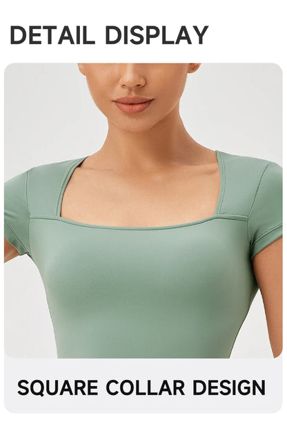 Yoga Tops Women Gym Training Sport Tops Quick-Dry Yoga Shirts Short-sleeved Outdoor Running Fitness Casual Sports T-shirt