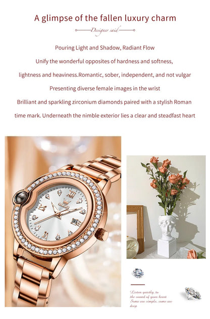 OLEVS 5588 Original Certification Women's Watches Love Expressing Watch Quartz Watch for Lady's Waterproof Date Dress Wristwatch