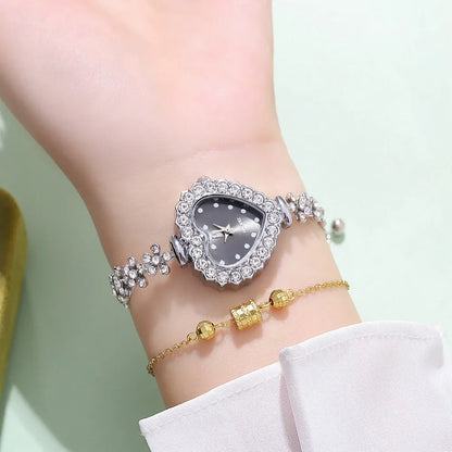 Heart Shape Small Dial Women's Bracelet Watch Quartz Wristwatch Retractable Chain Strap Watch Wholesale  relogio reloj mujer