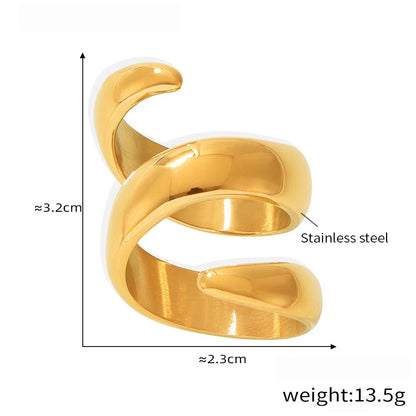 Fashion Spiral 316L Stainless Steel Rings For Women Men 18K Gold Plated Spring Shape Unisex Women's Men's Ring Couples Jewelry