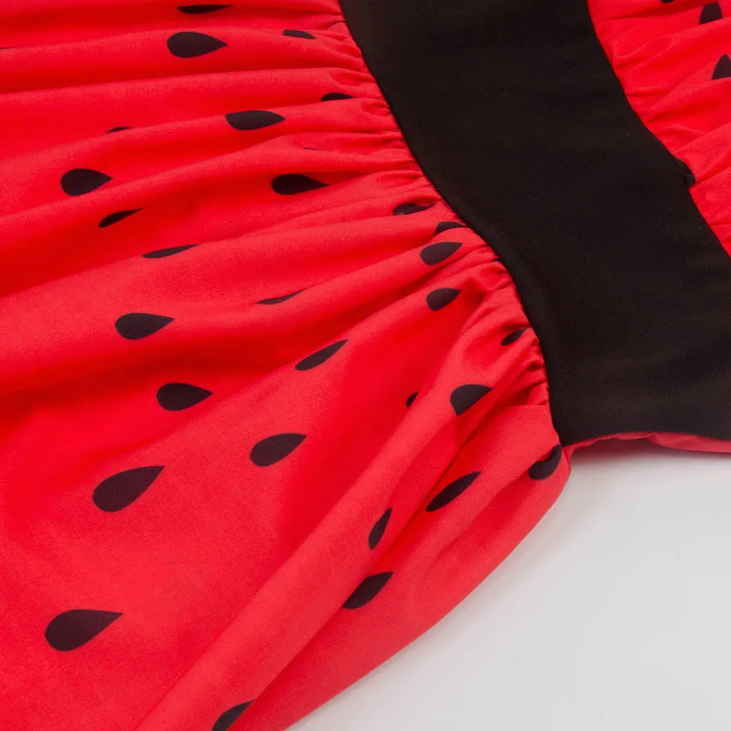 Women Watermelon Printing Party Dress Off Shoulder Slip A-Shaped Swing Skirt Sweet New Products In Spring Summer Dress 2024