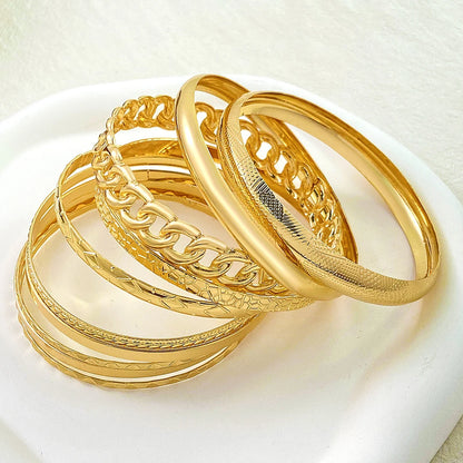 Ten Piece Set Of Stylish Bohemian Folk Retro Wide-Face Gold And Silver Color Wedding Banquet Bracelet Jewelry