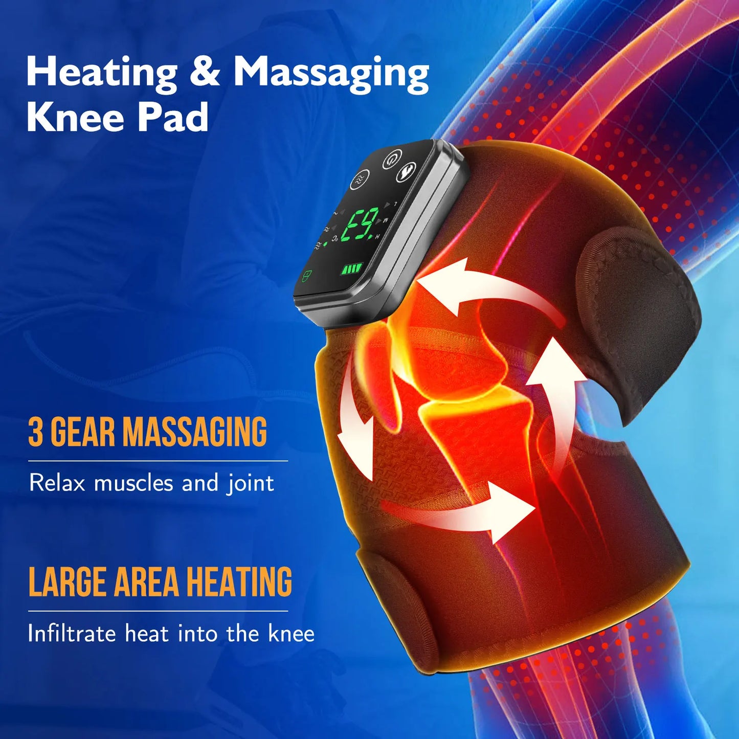 Rechargeable Knee Massager 3 Gear Vibration Massage Shoulder Brace Electric Heating Pads for Arthritis Knee Warmer