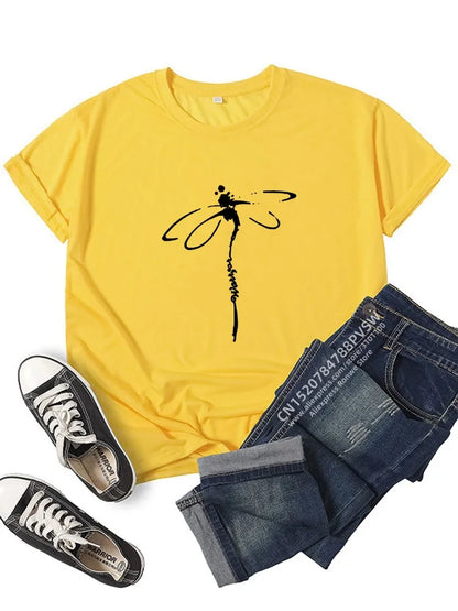Women Motif libellule Dragonfly Funny Print T-shirt Girl Daily Y2K Harajuku 90s Tee Tops Female Funny Mom Gift Sreewear Clothes