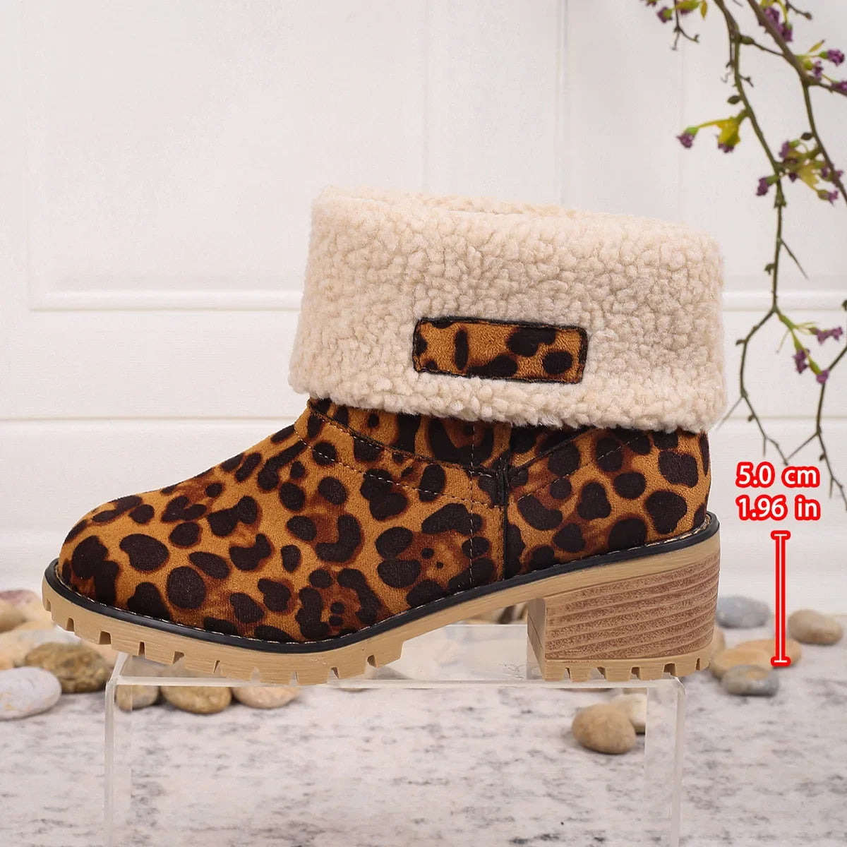 Winter Snow Boots for Women Warm Comfortable Women's Boots Mid-length Thick-heeled High-heeled Women's Cotton Shoes Botas Mujer