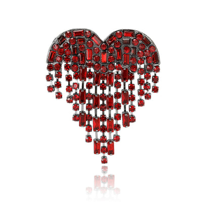 Beaut&Berry Valentine's Day Luxury Rhinestone Heart Brooches for Women Unisex Love Pins Casual Party Jewellery Accessories Gifts