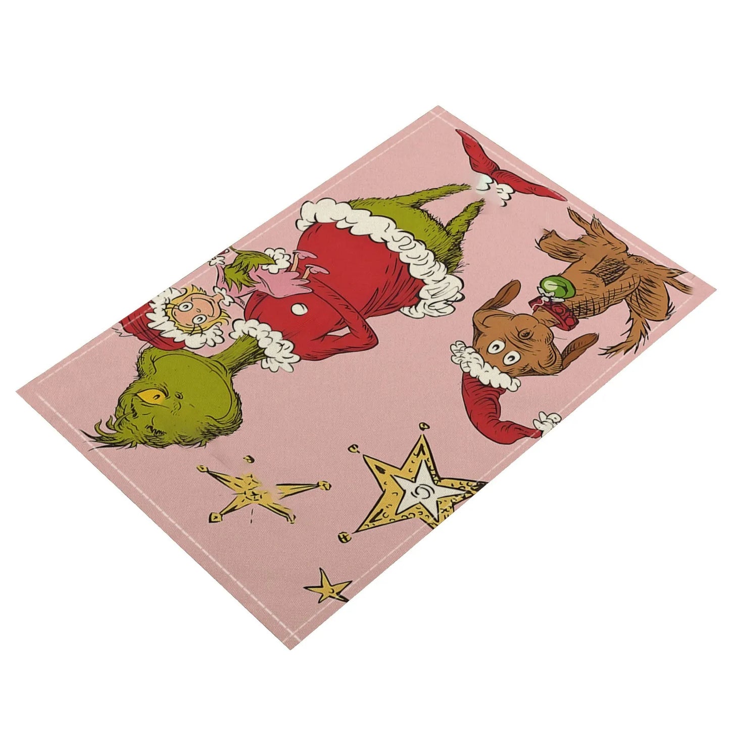 Christmas Grinch Holiday Decoration Christmas Placemat Home Kitchen Insulated Coaster Anti-Scalding Western Placemat