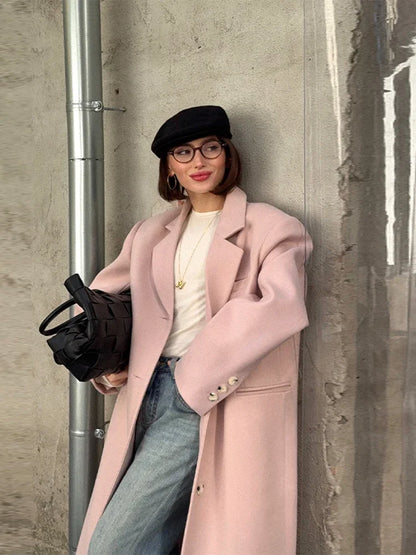Single Breasted Women 's Winter Jacket Elegant Laple Pockets Thicken Full Sleeve Coats Female 2025 Autumn Winter Woman clothes