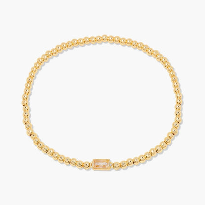 Minimalist style twelve month birthstone women's bracelet, stainless steel, electroplated 18K gold color protection