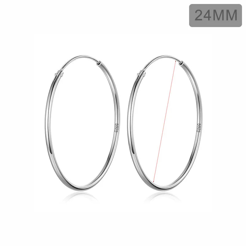 TrustDavis Real 925 Sterling Silver Earring Fashion Simple Korean Hoop Earrings For Women Charming Chic Party Fine Jewelry DD455