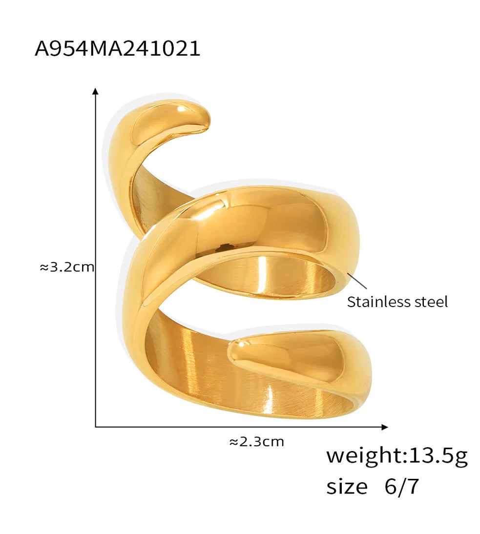 Fashion Spiral 316L Stainless Steel Rings For Women Men 18K Gold Plated Spring Shape Unisex Women's Men's Ring Couples Jewelry