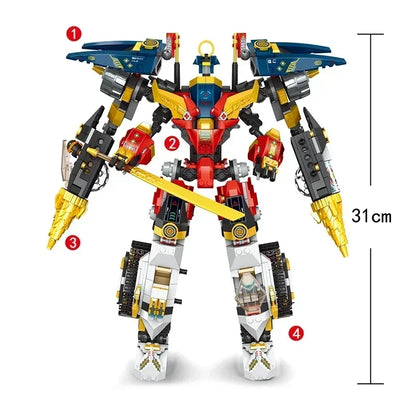 1148pcs 4in1 Ultra Combo Mech Building Blocks Titan Robot Mech Chariot With Figures Bricks Toys For Boy Gifts 71765