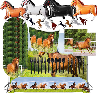 Horse Pony Disposable Tableware Set Birthday Party Supplies Plates Cups Napkins and Decorations