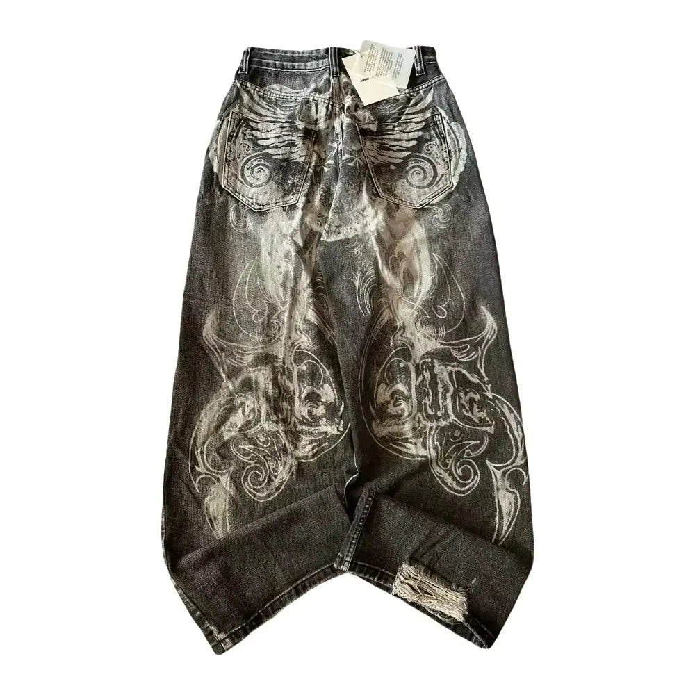 American Fashion Trends Joker Tooling Pocket Baggy Jeans Female Street Y2K New Hip Hop Oversized Wide-leg Pants Unisex Jeans
