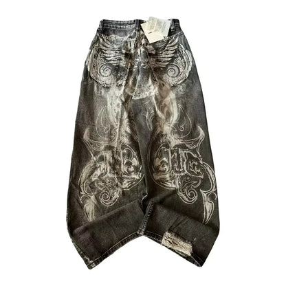 American Fashion Trends Joker Tooling Pocket Baggy Jeans Female Street Y2K New Hip Hop Oversized Wide-leg Pants Unisex Jeans