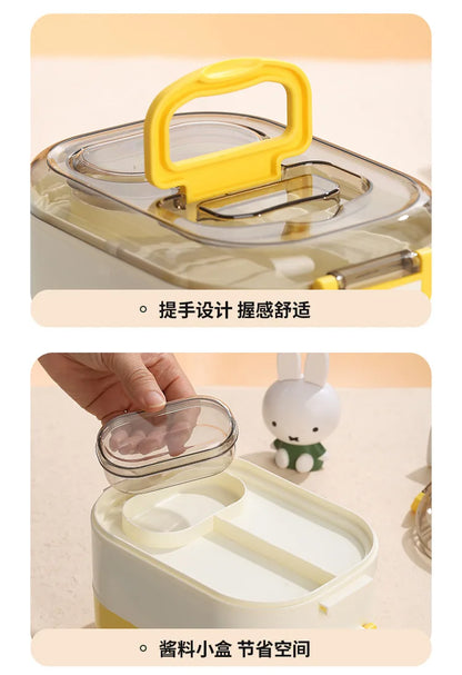 Kawaii Miffy Stainless Steel Divided Lunch Box Water Heated Student Lunch Box Cartoon Portable Bento Box Christmas Gift Toy