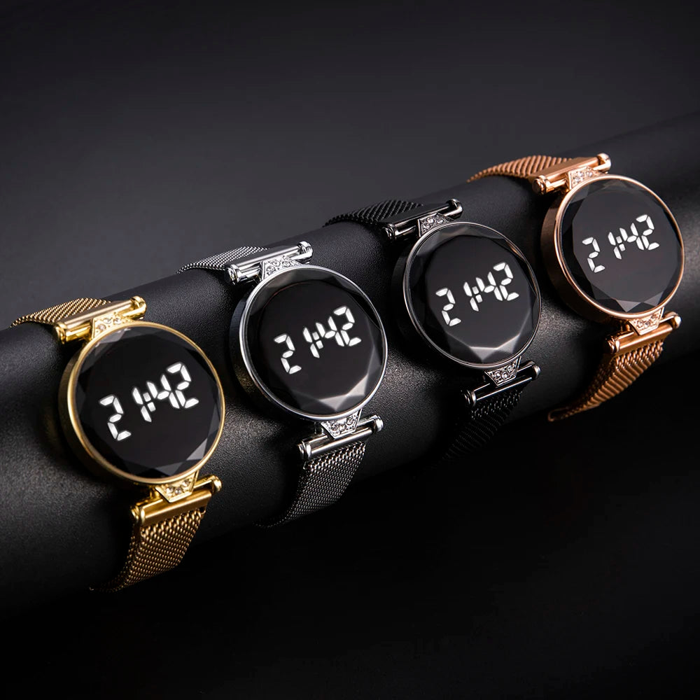 Fashion Rose Gold Women's Watches Waterproof LED Digital Watch Luxury Stainless Steel Ladies Electronic Wristwatch Reloj Mujer