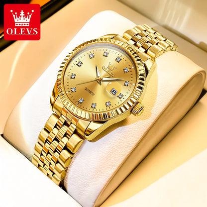 OLEVS Hot sale Women's Watches Luxury Diamond Elegant Women Wristwatch Stainless Steel Waterproof Luminous Ladies Watch Jewelry
