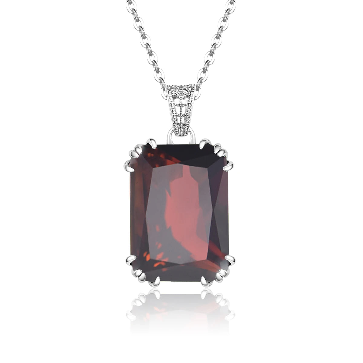 Unique Red Stone Ruby Necklace Gold For Women 13*18mm Rectangle 12 Colour Birthstone Pendant  Jewelry Luxury Christmas Gift Sale