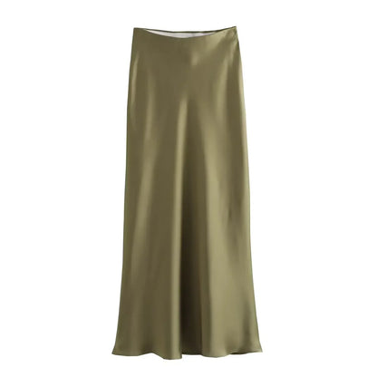 Foridol Autumn Winter Burgundy Satin Skirt Women Party Silk Skirt High Waist Straight Long Faldas Mujer Christmas Skirt