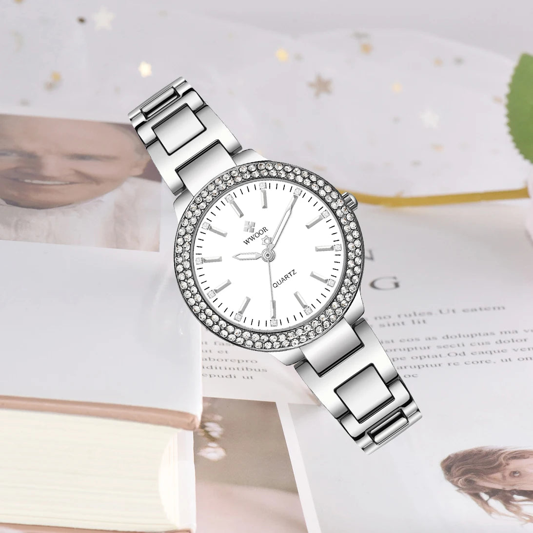 WWOOR New Women's Watches Fashion Crystal Diamond Ladies Quartz Wristwatch For Woman Relogio Feminino Female Montre Reloj Mujer