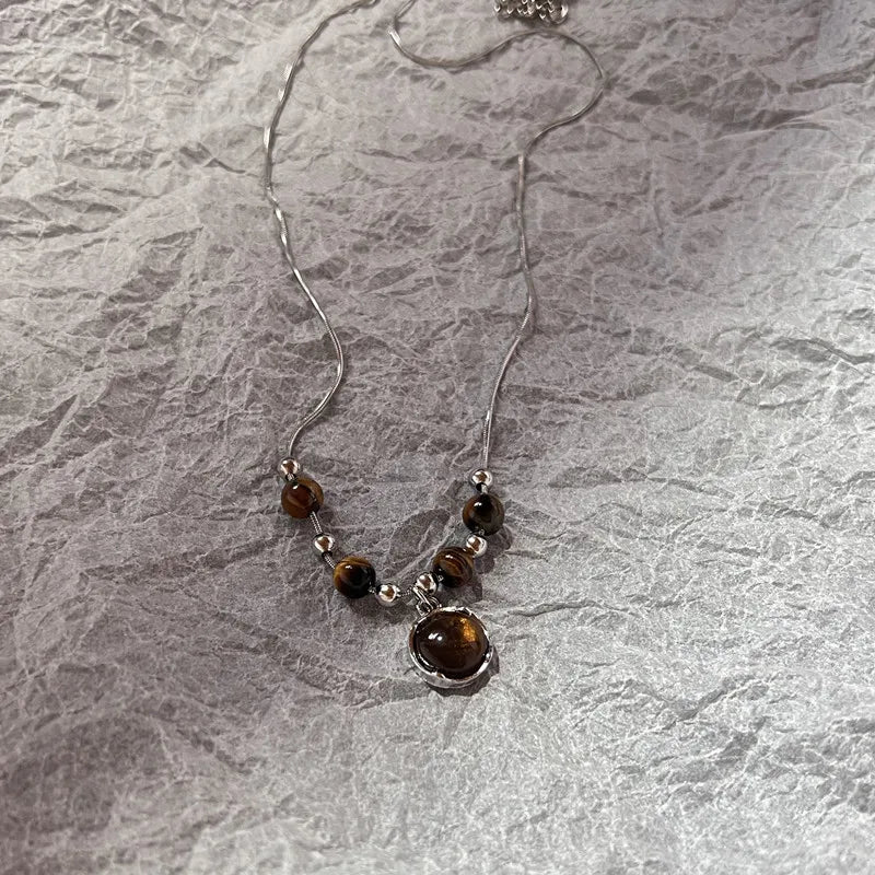 EtherealBe Y2K opal necklace for women featuring a silver chain and elegant stone accents